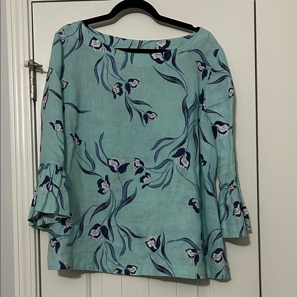 Charter Club Tops - Charter Club Teal Linen Blouse
